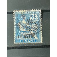 Французская почта в Турецкой империи 1902г. Левант. Гашение проколом,, Перфин,,