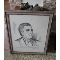 Народный художник Беларуси Георгий Поплавский портрет писателя и поэта Ганада Чарказяна, бумага, карандаш, размер 47Х57 без оформления,