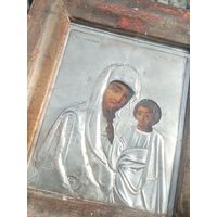 Икона казанская богородица серебро 84 пробы царская, малый старт