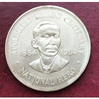 Серебро 0.900! Филиппины 1 песо, 1964 100 лет со дня рождения Аполинарио Мабини