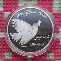 Палестина 1 динар 2014 года, Proof. Голубь, несущий ветвь. Орел.