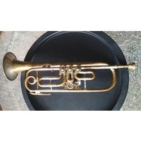 Труба, корнет, Leipzig, Германия 20-30 гг., духовой инструмент, без дефектов, длина 52 см.