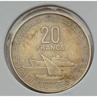 Французские афар и исса 20 франков 1968 г. В холдере