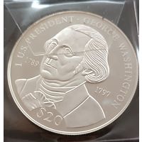 Либерия.20 долларов, 2000г. Джордж Вашингтон (1789-1797)