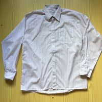 Рубашка рубаха мужская 42 белая в тонкую Полоску
