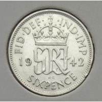 Великобритания 6 пенсов 1942 г. В холдере