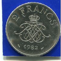 Монако 2 франка 1982