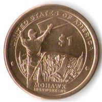 1 доллар США 2015 год Сакагавея Рабочие Мохоки двор D _состояние UNC