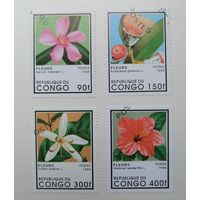 Конго (Брааззвиль) /1996/Флора - Цветы -  4 Марки из серии