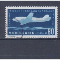 [1152] Болгария 1957. Авиация.Самолет. Одиночный гашеный выпуск.