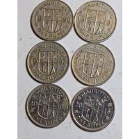 Маврикий 1  рупия 1990 , 1991 , 1997 , 2005 , 2009 , 2016 года .
