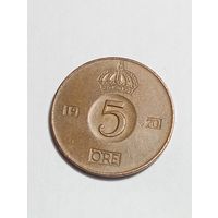 Швеция 5 эре 1970 года .