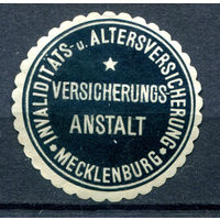 Германия, Рейх- 1900-е - услуги по страхованию Мекленбурга - 1 виньетка-облатка - чистая, без клея. Без МЦ!