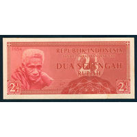 Индонезия 2 1/2 рупии  1954 UNC желтые пятна на полях
