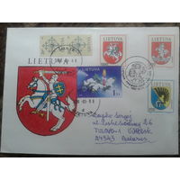 Литва 1992 КПД гербы городов, прошло почту