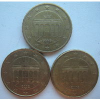 Германия 10 евроцентов 2002 г. (A) (D) (F) (J). Цена за 1 шт.