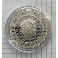 Серебряная монета 1 унция 5 Долларов Токелау 2022 Бык и Медведь