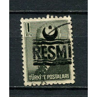 Турция - 1955/1956 - Надпечатка RESMI на 1К - [Mi.26d] - 1 марка. Гашеная.  (LOT Db10)