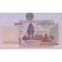 Werty71 Камбоджа 100 риелей риэлей 2001 UNC банкнота