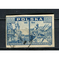 Польша - 1945/1946 - Восстановление Варшавы 3Z - [Mi.415] - 1 марка. Гашеная.  (Лот 68EQ)-T7P8