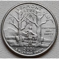 США 25 центов (квотер) 2001 P Vermont
