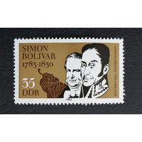 ГДР 1983 г. 200 лет со дня рождения Симона де Боливара, полная серия из 1 марки. Чистая #0128-Ч1P10