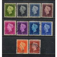 Нидерланды 1947-8 Вильгельмина Номиналы Стандарт #477-81,483-4,486-7,489