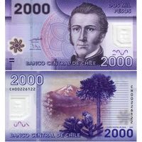 Чили 2000 песо 2013 год  UNC  (полимер)