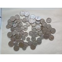 93  монеты США. 5 центов .дайм ,1/4 доллара