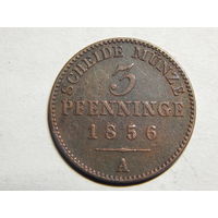 Пруссия 3 пфеннинга 1856г