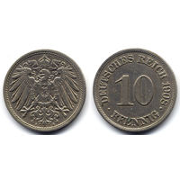 10 пфеннигов 1908 A, Германия, Берлин