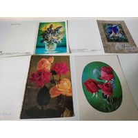 3 двойные открытки и 1 простая чистая - фото Г.Костенко 1970-е годы