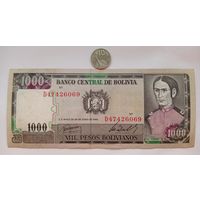 Werty71 Боливия 1000 песо 1982 банкнота