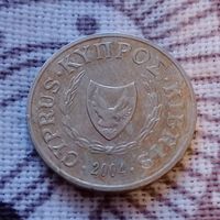 Кипр 1 цент 2004 Брак раскол штемпеля