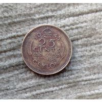 Werty71 Цейлон 25 центов 1943 Георг 6 Шри Ланка