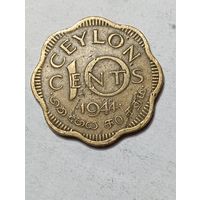 Цейлон 10 центов 1944 года .