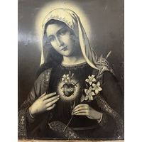 Старинная литография 1899 года Сердце Марии