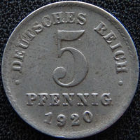 YS: Германия, 5 пфеннигов 1920D, KM# 19 (2)