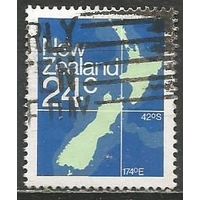 Новая Зеландия. Карта страны. 1982г. Mi#840.
