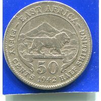 Британская Восточная Африка 50 центов 1942 , серебро