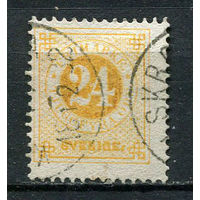 Швеция - 1872/1877 - Цифры 24 О - [Mi.23B] - 1 марка. Гашеная.  (Лот 67DL)