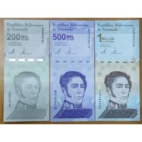 Набор банкнот Венесуэлы - 200,500 тысяч, 1 миллион 2020 года - UNC