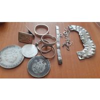 С РУБЛЯ! Ag, серебряные старые Европейские монеты, и другое для коллекции,  хенд мейд..