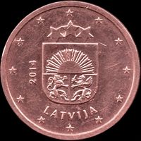 Латвия 2 евроцента 2014 г. КМ 151 (16-3)