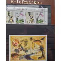 Марк Шагал 1993 Европа блок + малый лист Прогулка