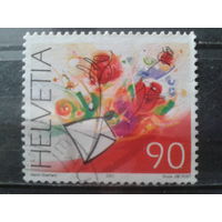 Швейцария 2001 Поздравительная марка, цветы Михель-1,2 евро гаш