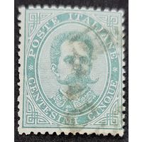 1/1a: Италия - 1879 - стандартная марка - портрет - Король Умберто I, 5 чентезимо, водяной знак "корона", [Michel 37A], гашеная