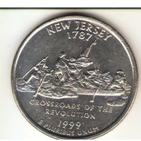 25 центов 1999 г. Нью-Джерси. "D"