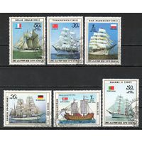 Парусные суда разных стран КНДР 1987 год серия из 6 марок
