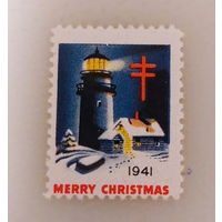 США 1941. Непочтовая марка. Маяк. Рождество. Новый год